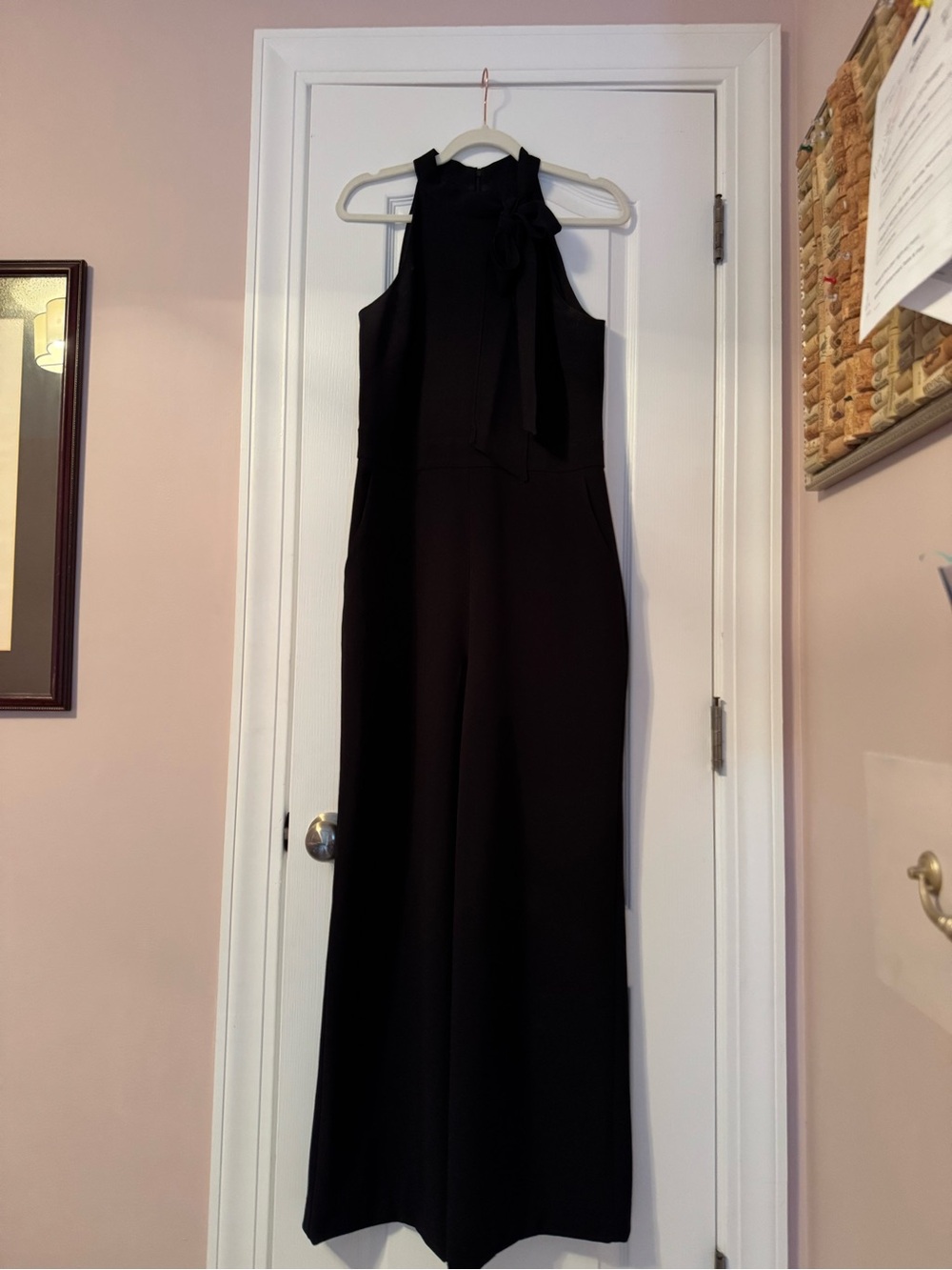 Vince Camuto Black Halter Tie Wide-Leg Jumpsuit